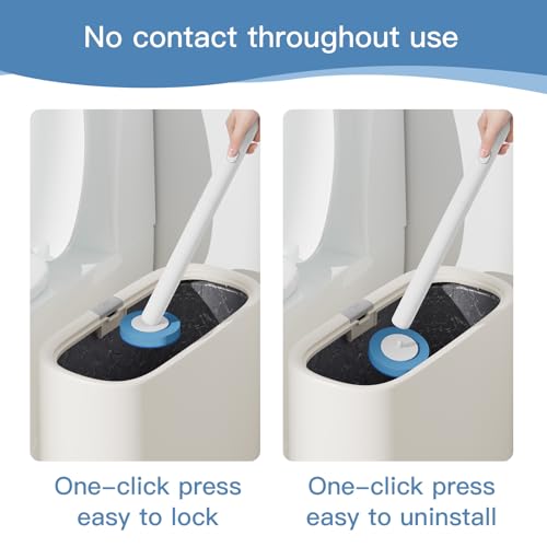 Disposable Toilet Brush with 32 Refill Heads and Holder- Clean Brush Starter Kit with 1 Toilet Wand, 1 Storage Caddy and 1 Fragrant Tablet (1 + 32) - color: White