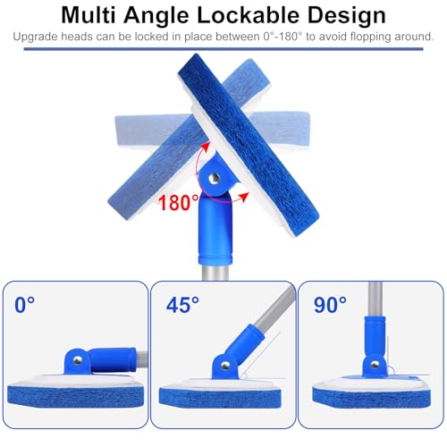 Lalafancy Bathroom Scrubber with Extendable Long Handle 50'' -3-in-1 Tub and Tile Cleaning Brush Interchangeable Head Attachment Shower Scrubber for Cleaning Bathroom Shower Bathtub Floor