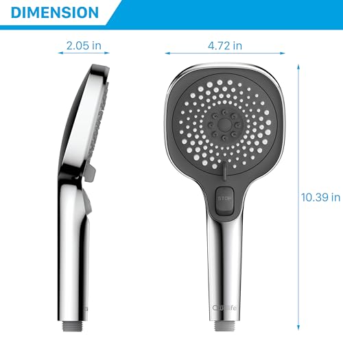 RV Shower Head with Hose and On Off Switch, 3-Spray Camper Water Saving and High Pressure Shower Head with Hose for RV, Camper, Van, Travel Trailer, Motorhome and Boat, Chrome and Dark Gray Finish - color: Chrome/Dark Gray