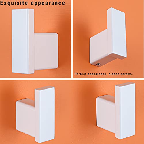 RANDOM White Towel Hooks Bathroom Hardware Accessories Wall Hook SUS 304 Stainless Steel Matte White Robe Hook for Bathroom Kitchen,Contemporary Style Wall Mounted 2 Pack.96009-8MW3 - color: Single Hook-Matte White