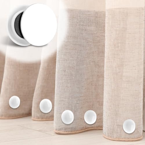 Shower Curtain Weights, Magnetic Shower Curtain Weights, Showers Liner Weight, Curtains Magnets,Rubber Covered Heavy Duty, Work for Drapery, Flag, Tablecloth(Color:White)