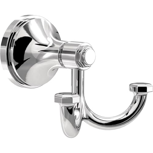 Franklin Brass Woodruff (1-Pack) Towel Hooks Polished Chrome Double Bathroom J Hooks Wall Mounted for Robes & Towels Hand Towel Hook Holder Kitchen, Bathroom Accessories WDRF35-PC - color: Polished Chrome