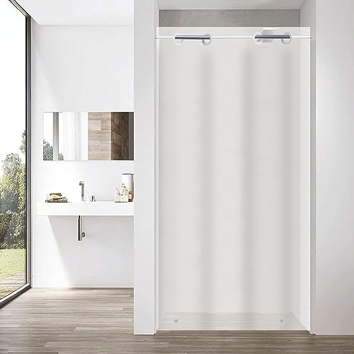 White RV Shower Stall Curtain Liner 36x74, Half with Built in Hooks | Narrow Peva Plastic Vinyl Waterproof Heave Duty Bathroom Curtain for Dorm Single Showering Room，No Hooks Needed - color: White, size: 36"W x 74"L (Pack of 1)