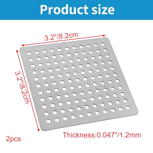 Square Drain Cover Grates,3.2" x 3.2" 304 Stainless Steel Drainage Grate Cover Replacement Floor Drain Strainer for Shower, Bathroom Floor, Balcony, and Outdoor Garden Drains -2pcs - size: 3.2" x 3.2"