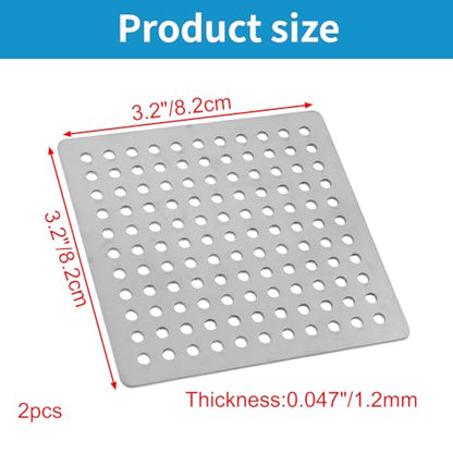 Square Drain Cover Grates,3.2" x 3.2" 304 Stainless Steel Drainage Grate Cover Replacement Floor Drain Strainer for Shower, Bathroom Floor, Balcony, and Outdoor Garden Drains -2pcs - size: 3.2" x 3.2"