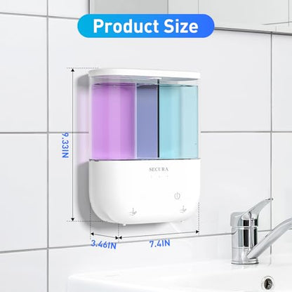 Touchless Wall Mounted Dual Automatic Soap Dispenser – 2 x 17 fl oz. Chambers Rechargeable Liquid Soap Dispenser Prefect for Bathroom & Kitchen (White)