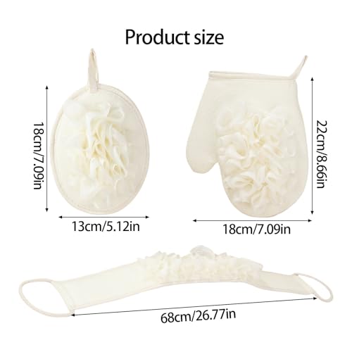 Triple Bath Scrub Set with Extended Back Scrubber Cleans Exfoliator Soft Washcloth Spa Grade Bathroom Essential Bath Scrubber Set - color: A
