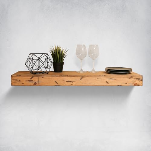 Rustic Distressed Floating Shelves, Set of 2, Handmade Out of Pine Wood, 3 Inch Thick, Made in USA (Aged Oak, 36Lx3Hx6D) - color: Aged Oak, size: 36Lx3Hx6D