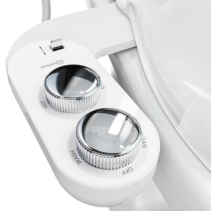 CLEAR REAR Bidet Attachment for Toilet Seat - Non-Electric with Self Cleaning Dual Nozzles, Leak Proof Connectors, Adjustable Water Spray, Rear & Feminine Wash - Hygienic Bathroom Upgrades (Warm/Cold) - color: E. White