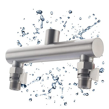 Dual Shower Head Manifold with Brass Shut Off Valve for Double Shower System 2 Fixed Shower Head Manifold, Brushed Nickel - color: Brushed Nickel