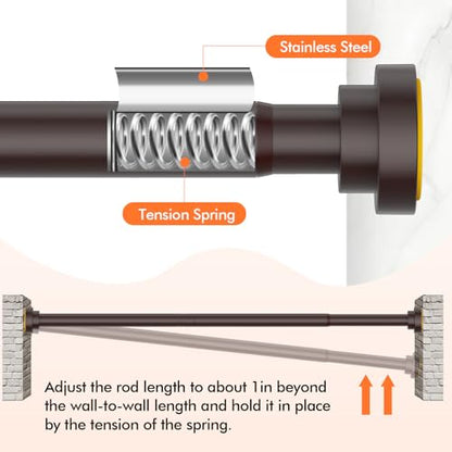 Shower Curtain Rod 31-80 in Adjustable Curtain Rod No Drilling Tension Shower Rod Stainless Steel for Bathroom Room Divider,Brown - color: Brown, size: 31"-80"