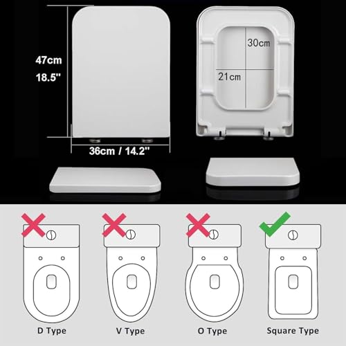 Toilet Seat - Soft Close Quick Release for Easy Cleaning, Top Fix Installation with Adjustable Hinges - Ideal for Bathroom Upgrade - size: 04F