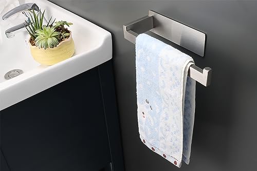 Hand Towel Holder, Strong Self Adhesive Hand Towel Ring, Thicken SUS304 Stainless Steel Hand Towel Bar/Rack, No Drilling Modern Hand Towel Hanger (Brushed Nickel, 2 Pack 9 in) - color: Brushed Nickel, size: 2 Pack 9 In