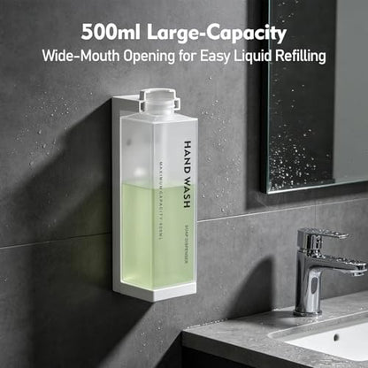 Wall Mounted Lockable Shampoo and Conditioner Dispenser | 17oz Large Pump Head No Drill Refillable ABS Plastic Bottle For Bathroom Shower Commercial Use White 1 Pack - color: White, size: 1