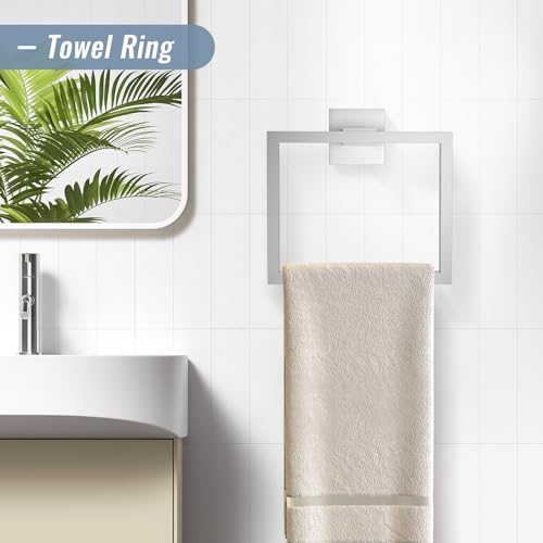 YACVCL 5 Pieces Brushed Nickel Bathroom Accessorie Set 23.6 Inch Towel Bar Set SUS304 Stainless Steel Towel Holder Set for Bathroom,Toilet Paper Holder with Shelf Wall-Mounted Bathroom Hardware Set - color: 5 Pcs Brushed Nickel