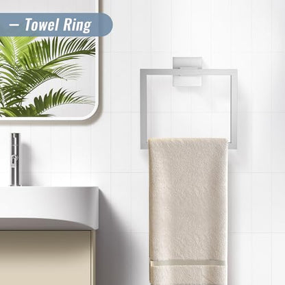YACVCL 5 Pieces Brushed Nickel Bathroom Accessorie Set 23.6 Inch Towel Bar Set SUS304 Stainless Steel Towel Holder Set for Bathroom,Toilet Paper Holder with Shelf Wall-Mounted Bathroom Hardware Set - color: 5 Pcs Brushed Nickel