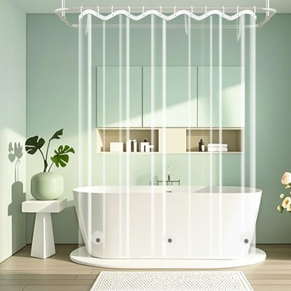Seenus 75 inch Long Clear Shower Curtain with 3 Large Magnets, Waterproof PEVA 8G Plastic Shower Curtain Liner Weighted, 72'' x 75'' Long Transparent Shower Liner Bpa-Free for Bathroom - color: Clear, size: 72"W x 75"L (Pack of 1)