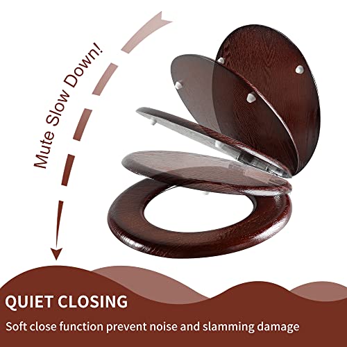 Angel Shield Elongated Wood Toilet Seat with Quiet Close,Easy Clean,Quick-Release Hinges(Elongated,Dark Walnut) - color: Dark Walnut, size: Elongated