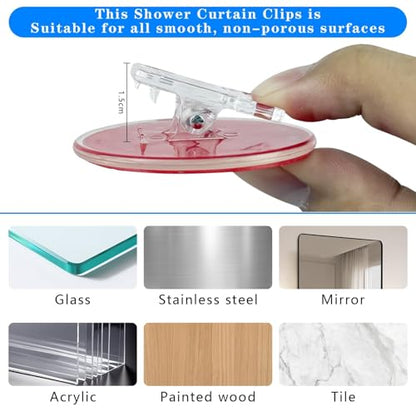 4 Pack Shower Curtain Clips, Windproof Shower Splash Guard，Self Adhesive Shower Curtain Holder for Inside Shower Splash Water Wall,Clear | Shower Clips for Curtain, Shower Windproof Splash Guard, Designed to prevent water splashes in the shower (Clear) -