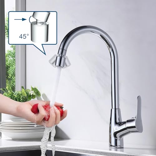 Swivel faucet aerator, 360° Swivel Kitchen Faucet Aerator, Dual-function 2-Flow Sprayer Faucet Head Replacement Kitchen Sink Faucet 55/64 inch Female Thread Faucet Extender (Chrome-1) - color: Chrome-1
