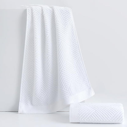 sense gnosis White Hand Towel Set of 2 Terry Striped Weave Pattern Ultra Absorbent Super Soft 100% Cotton Hand Towel for Bathroom 13 X 29 Inch - color: White