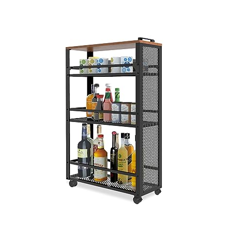 3-Tier Rolling Cart Slim - Black Laundry Bathroom Kitchen | Steel Frame, Mesh Baskets, for Small Spaces, 110 lb Capacity, 4 Wheels 2 Lockable, Utility Storage Snack Coffee Craft - color: Black