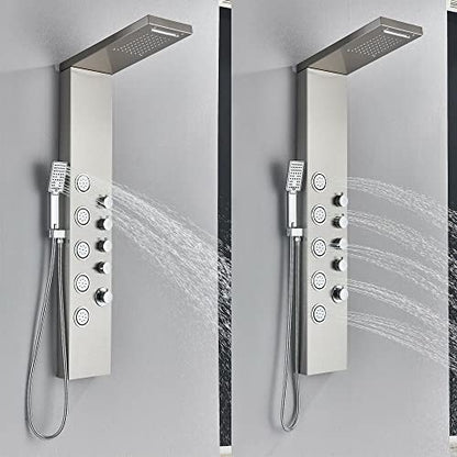 Stainless Steel Shower Panel Tower System Rain Massage Body Jets Hand Shower