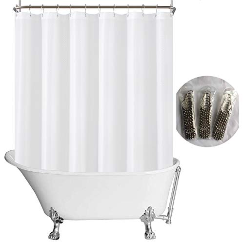 N&Y HOME Fabric Clawfoot Tub Shower Curtain 180 x 70 Diamond Pattern White | 36 Hooks Included, Water Repellent, Washable, Hotel Quality 180 x 70 inches Wrap Around Shower Curtain for Clawfoot Bathtub - size: 180"W x 70"L (Pack of 1)
