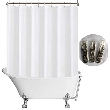 N&Y HOME Fabric Clawfoot Tub Shower Curtain 180 x 70 Diamond Pattern White | 36 Hooks Included, Water Repellent, Washable, Hotel Quality 180 x 70 inches Wrap Around Shower Curtain for Clawfoot Bathtub - size: 180"W x 70"L (Pack of 1)