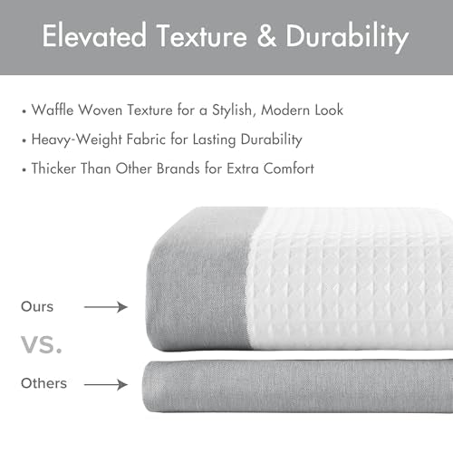 Madison Park Spa Waffle Shower Curtain Pieced Fabric with 3M Scotchgard Moisture Management Modern Home Bathroom Decorations, Wide 108"x72", Grey | Striped, Pieced Fabric Design, 3M Scotchgard Moisture Management, Hotel Quality, Modern, for Bathroom, OEKO