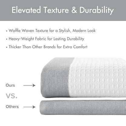 Madison Park Spa Waffle Shower Curtain Pieced Fabric with 3M Scotchgard Moisture Management Modern Home Bathroom Decorations, Tall 72"x84", Grey | Striped, Pieced Fabric Design, 3M Scotchgard Moisture Management, Hotel Quality, Modern, for Bathroom, OEKO-