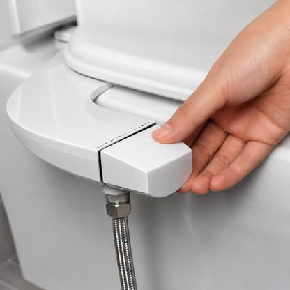 Ultra-Slim Bidet Attachment for Toilet, Non-Electric Dual Nozzle Bidet Toilet Seat Attachment with Frontal & Rear Wash, Self-Cleaning Retractable Nozzles, Adjustable Water Pressure, White