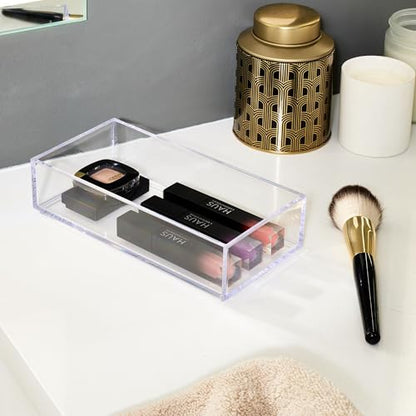 iDesign Stackable Makeup Drawer Organizer, Set of 3, Clear | Vanity Organizer, Desk Organizer - color: Clear, style: Pack of 3
