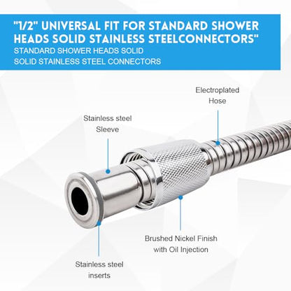 Shower Hose, 70 Inches Extra Long Shower Head Hose Stainless Steel Plated Nut &Stainless Steel Insert - color: Chrome, size: 70 Inches