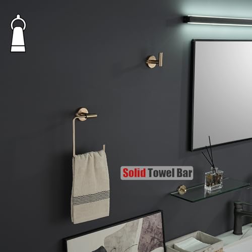JQK Towel Ring Champagne Bronze, Stainless Steel Square Ring Towel Holder for Bathroom, 6 Inch Wall Mount, TR140-CB - color: Champagne Bronze