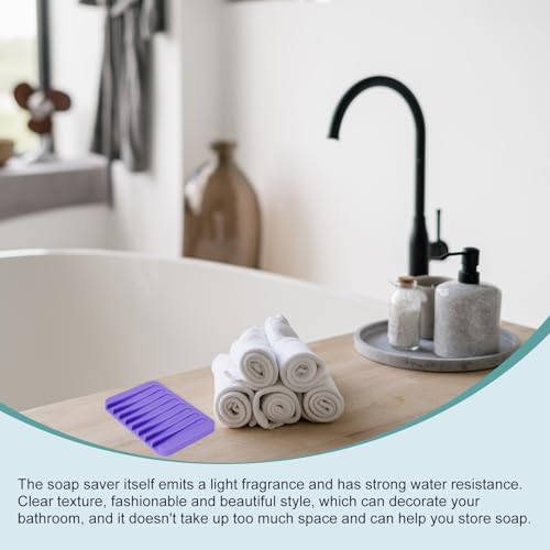 uxcell 2 Pcs Self Draining Silicone Soap Dish, Soap Tray with Drainage for Bathroom Shower Kitchen Sink, 4.5" x 3.1" x 0.4", Purple - color: Purple