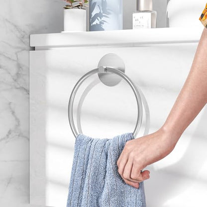 Nickel Brushed Bathroom Towel Ring - SUS304 Stainless Steel Bathroom Towel Rack, Susswiff Adhesive Wall Mounted Hand Towels Holder, Towel Hanger for Bathroom Organizer, Kitchen Storage - color: Nickel Brushed