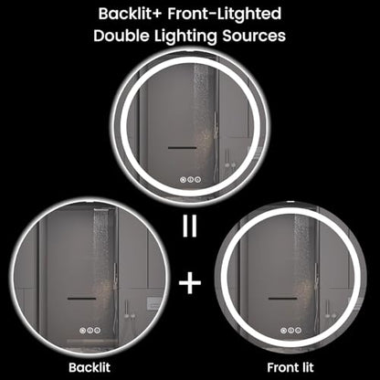 42" x 42" LED Bathroom Mirror with Lights, Backlit & Front Lighted, Wall-Mounted Vanity Mirror 3000K/4000K/6000K, Memory Functions, Anti-Fog, Dimmable Smart Mirror - size: 42"L x 42"W
