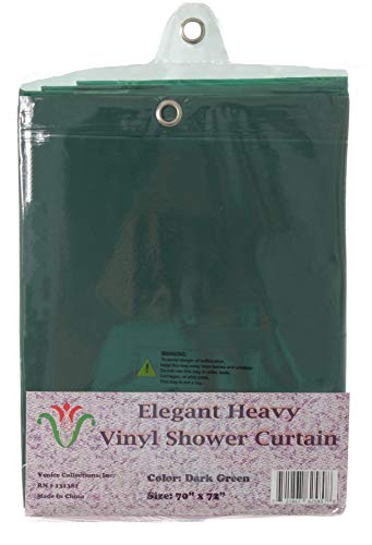 Venice Elegant Home Heavy Duty Vinyl Shower Curtain Liner with 12 Metal Grommets Dark Green - color: Dark Green