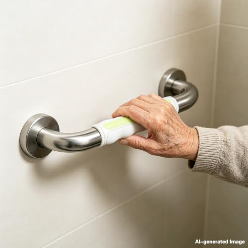 Non-Slip Silicone Shower Grab Bar Cover (White) | Hand Grip Sleeve for Bathroom Safety Grab Bars, Glow in the Dark,Elderly Shower Handle Protector - color: White