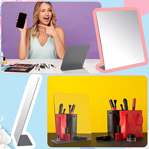 2 Pcs Counter Top Mirror Freestanding Table Desk Mirror Self Portrait Single Sided Acrylic Glass for Tabletop Desk Counter Bedroom Office Bathroom Home Dorm (12 x 18 Inch) - size: 12 x 18 Inch
