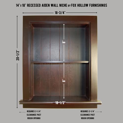 14x18 Aiden Recessed Wall Niche Medicine Cabinet Replacement, in The Wall Bathroom Cabinet Insert Shelf/Shelves, Made in North America, Real Wood, NO MDF, Beadboard, Dark Brown - color: Dark Brown, size: 14x18