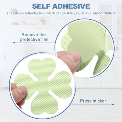 PATIKIL 12 Pcs Non Slip Bathtub Stickers, Anti Slip Shower Stickers with Scraper Bathroom Shower Floor Decals Four Leaf Shape Cute Treads Tubs, Luminous - color: Luminous
