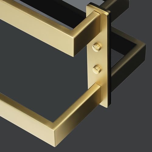 Alise Double Towel Bar, 32" Double Towel Racks for Bathroom, Brushed Gold | Bathroom Towel Rack Wall Mounted, 3.54" Wide Faster Drying, Ladder Design, SUS304 Stainless Steel - color: Brushed Gold, size: 32-inch
