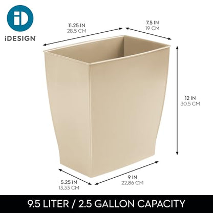 iDesign Small Plastic Bathroom Trash Can, Slim Rectangle, 2-Pack, Brown | Garbage Bin for Bedroom, Office, Dorm - color: Brown, style: Pack of 2