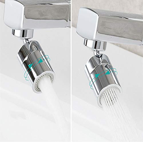 360 Degree Swivel Sink Faucet Aerator,2-FlowBig Angle Water Saving Dual Function,with Gasket Faucet Replacement Part - 55/64 Inch-27UNS Female Thread, 15/16 Inch-27UNS Male Thread Adapters (1)