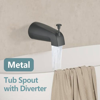 5" Dual Shower Faucet Compatible with Delta 13/14 Series Tub Trim Kit, High Pressure Round Rain Shower Head& Handheld Set Faucet System, Matte Black (Valve& Catridge Not Inclued) - color: Matte Black