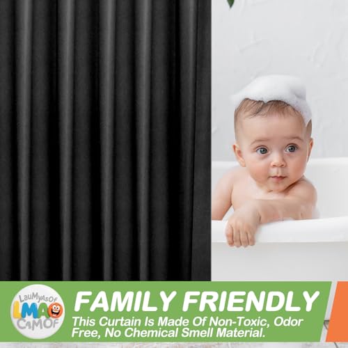 2 Pack | Black Plastic Shower Curtain Or Liner, 72x72 Inch Lightweight Plastic Bathroom Shower Showroom Inner Curtain with Rustproof Metal Grommet Holes and Weighted Magnets - color: Black