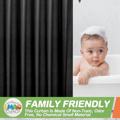 2 Pack | Black Plastic Shower Curtain Or Liner, 72x72 Inch Lightweight Plastic Bathroom Shower Showroom Inner Curtain with Rustproof Metal Grommet Holes and Weighted Magnets - color: Black
