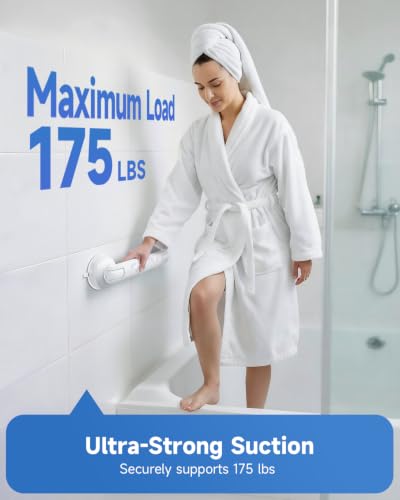 Suction Shower Handle, 2 Pack Grab Bars for Shower and Bathroom | Removable Safety Grip No Drilling & Waterproof, Heavy Duty Suction Cup Bath Handrails Grab Bars for Bathtubs, 11 in - Bubble - color: White - Bubble